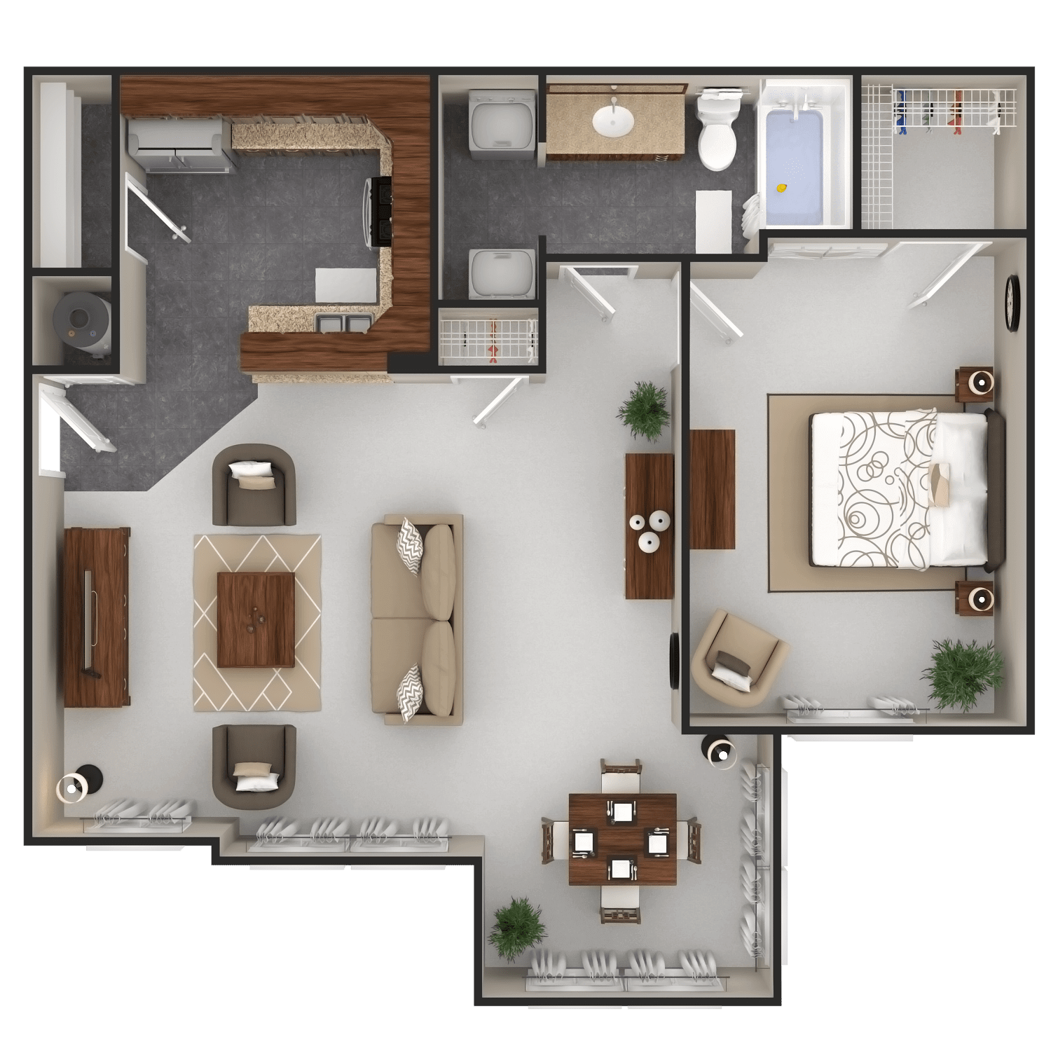 a floor plan of a house with a bedroom and a living room